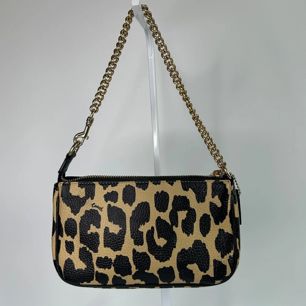 Coach Nolita 19 Leopard Print Leather Wristlet Bag Excellent